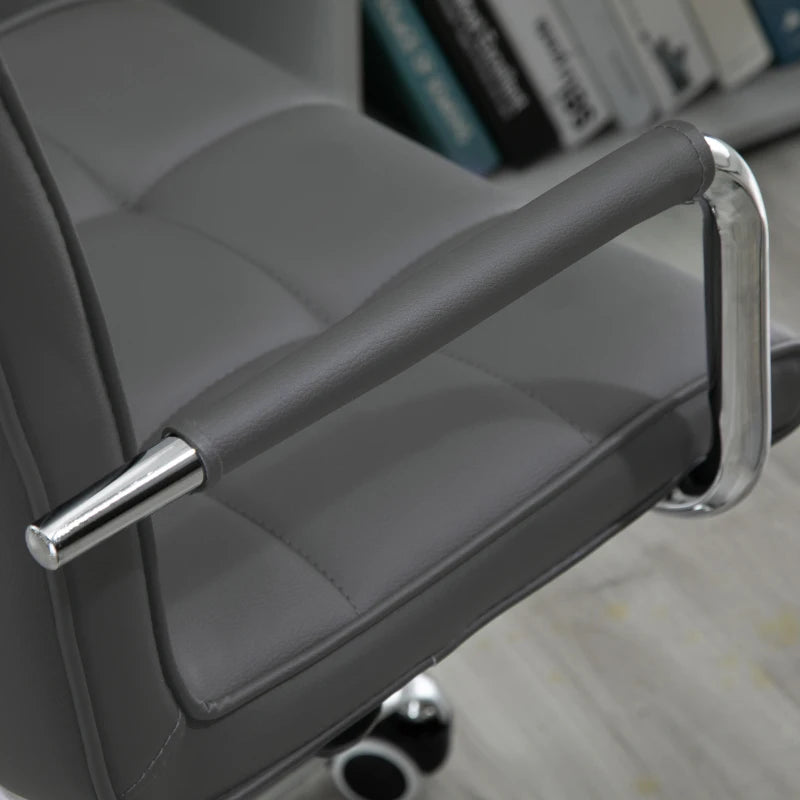Grey PU Leather Office Desk Chair with Swivel Wheels