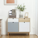 Multicoloured Kitchen Sideboard with Drawers and Cupboards, 100x40x79.5cm