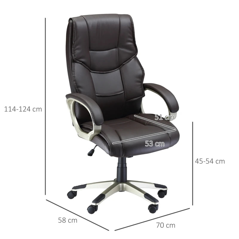 Brown High Back Faux Leather Office Chair with Rocking Function