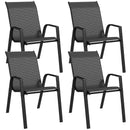 Grey 4-Piece Stacking Rattan Garden Seat Set