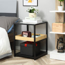 Black Glass 3-Tier Side Table with Storage Shelves
