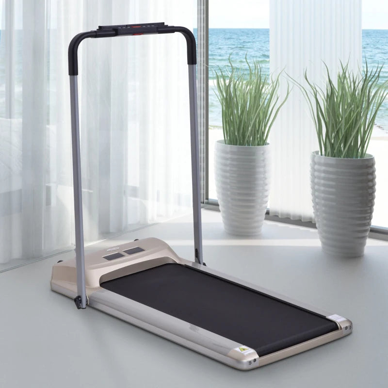 Compact Electric Treadmill with Safety Features and LCD Monitor - Black