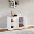 White Four-Drawer Storage Cabinet with Two Doors for Kitchen & Living Room