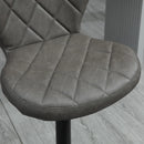 Dark Grey Swivel Barstools Set, 2 Breakfast Bar Chairs with Backrest & Footrest
