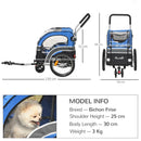 Blue Dog Bike Trailer Pet Cart Carrier Stroller with 360° Rotatable Wheel