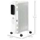 White 2000W Oil Filled Radiator Heater with Timer & Remote Control