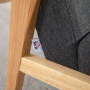 Dark Grey Fabric Armchair with Rubber Wood Frame and Padded Cushion