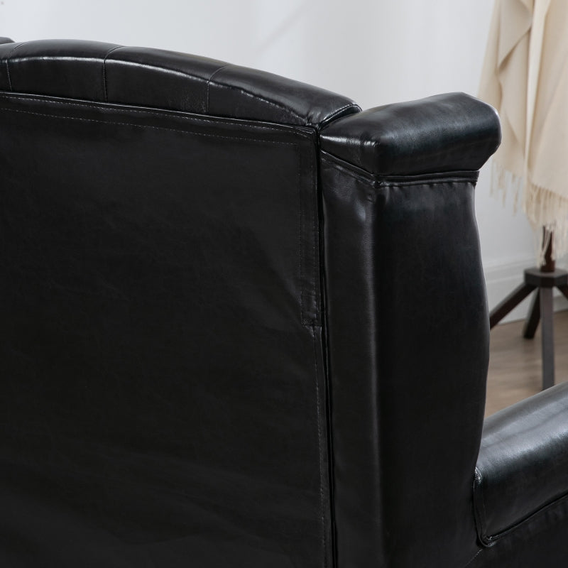 Black Wingback Tufted Armchair with Nail Head Trim
