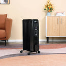 Black 1500W Digital Oil Filled Radiator, Portable Electric Heater with Timer & Remote