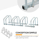 Silver Bike Storage Rack (4 Racks) - Floor/Wall Mount Bicycle Stand