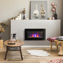 Modern Black Electric Wall Fireplace with LED Flame Effect & Remote Control