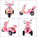 Kids Pink Electric Motorbike Toy Car with Headlight and Music - 6V