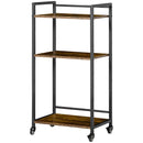 Rustic Brown 3-Tier Printer Stand with Lockable Wheels