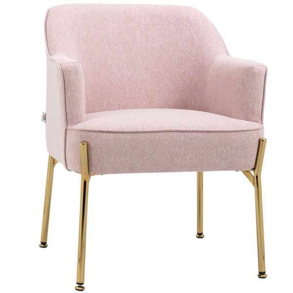 Modern Pink Fabric Accent Chair with Metal Legs