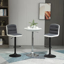 Dark Grey Fabric and Faux Leather Swivel Bar Stools Set of 2