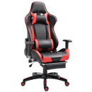 Red Black High-Back Gaming Chair with Footrest