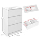 White Gloss Bathroom Vanity Unit with Basin & Single Tap Hole, 2 Drawers