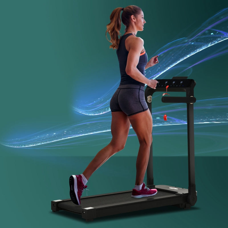 Black Foldable Motorised Treadmill with LCD Monitor - 600W
