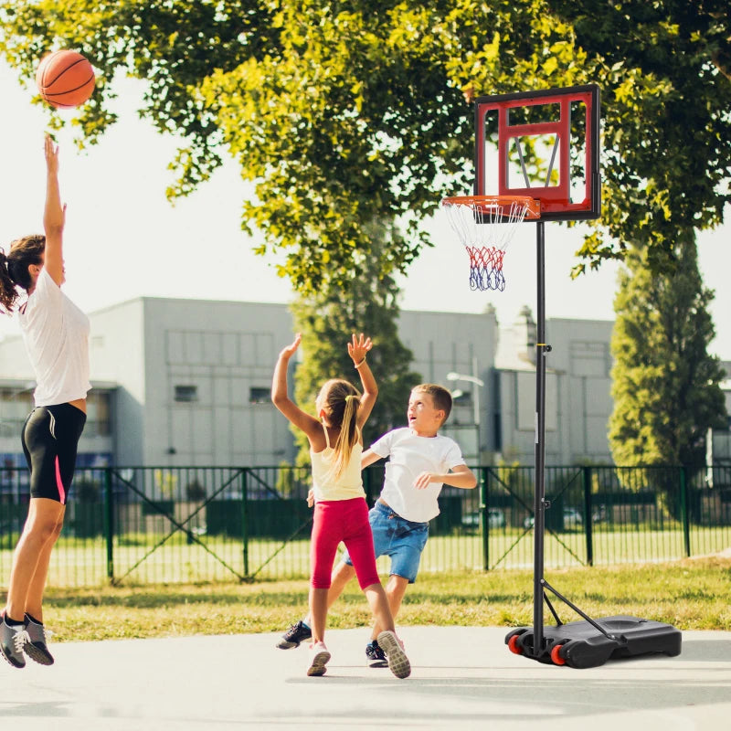 Adjustable Height Portable Basketball Hoop Stand with Sturdy Rim and Large Wheels - Black