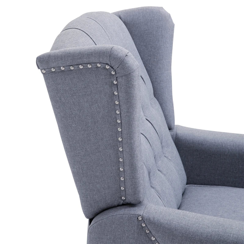 Light Grey Reclining Wingback Armchair with Footrest