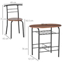 3-Piece Metal Frame Wood Top Dining Set in Black