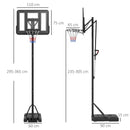 Adjustable Freestanding Basketball Hoop - Black, 2.35-3.05M