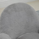 Grey Fluffy Rolling Desk Chair for Home Office or Bedroom