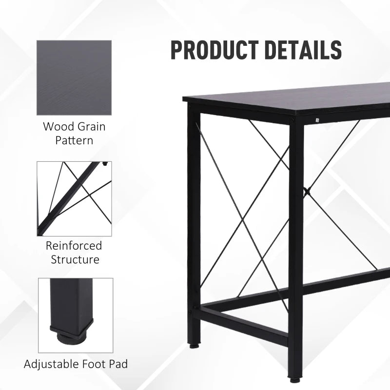 Black L-Shaped Corner Desk for Home Office, Space-Saving Workstation, 150x150x76cm