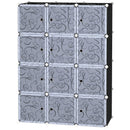 Modular White and Black 12-Cube Bedroom Wardrobe with Hanging Rails