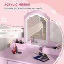 Kids Pink Cloud Vanity Set with Mirror, Stool, Drawer & Storage - Ages 3-6
