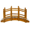 Brown Wooden Garden Bridge with Safety Railings for Pond Backyard Stream