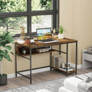 Rustic Brown Computer Desk with Storage and Steel Frame, 120 x 60cm