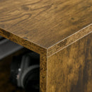 Rustic Brown Coffee Table with Open Storage Shelves and Solid Wood Legs