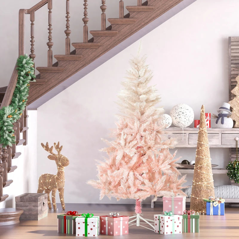 6FT Pink Artificial Christmas Tree with Metal Stand - Festive Holiday Home Decor