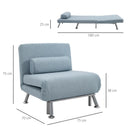Blue Convertible Sleeper Chair with Adjustable Backrest and Pillow