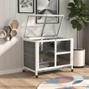 Brown Indoor Wooden Rabbit Hutch with Wheels, 2 Layers & Openable Roof, 91.5 x 53.3 x 73 cm