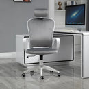 Grey Velvet Ergonomic Office Chair with Adjustable Headrest
