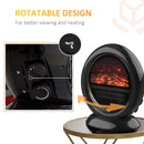 Black Tabletop Electric Fireplace Heater with Realistic Flame Effect