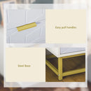 5-Drawer Modern White Chest of Drawers with Golden Steel Base