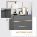 Dark Grey 3-Drawer Storage Chest for Bedroom & Living Room, 80x40x80cm