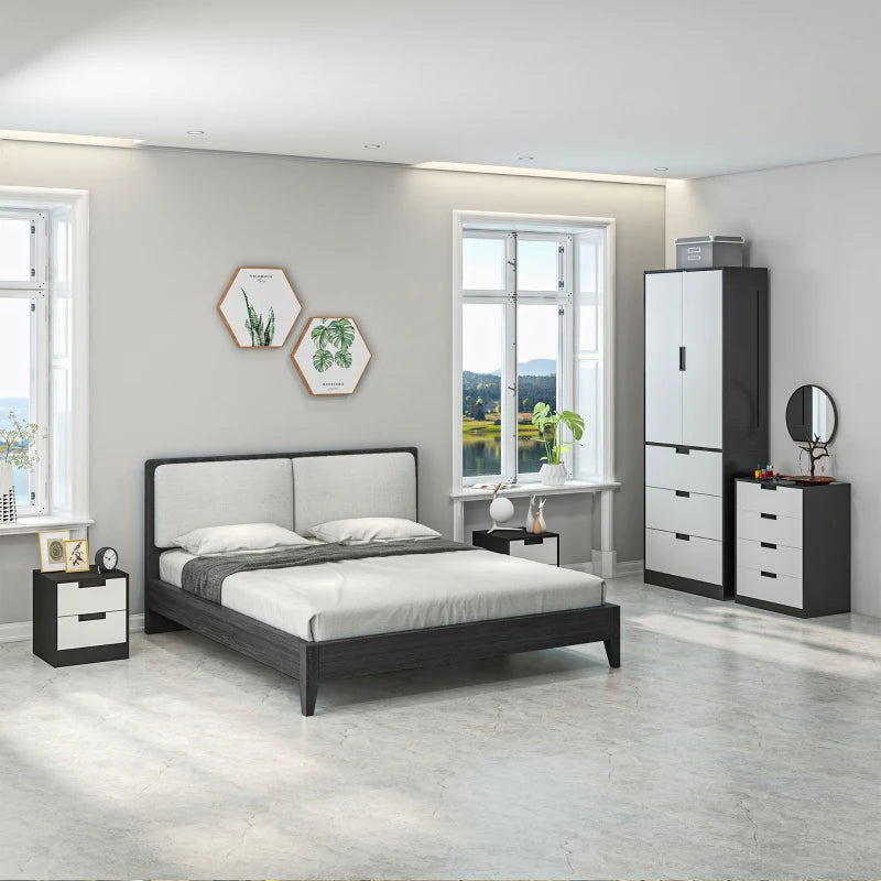 4-Drawer White and Black Storage Cabinet for Bedroom and Living Room