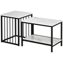 Modern Marble-Effect Nesting Coffee Tables, Set of 2, White & Black