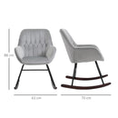 Grey and Black Rocking Armchair with Steel Frame and Sponge Padding