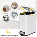 5L White Steel Compact Bin with Quiet-Close Lid