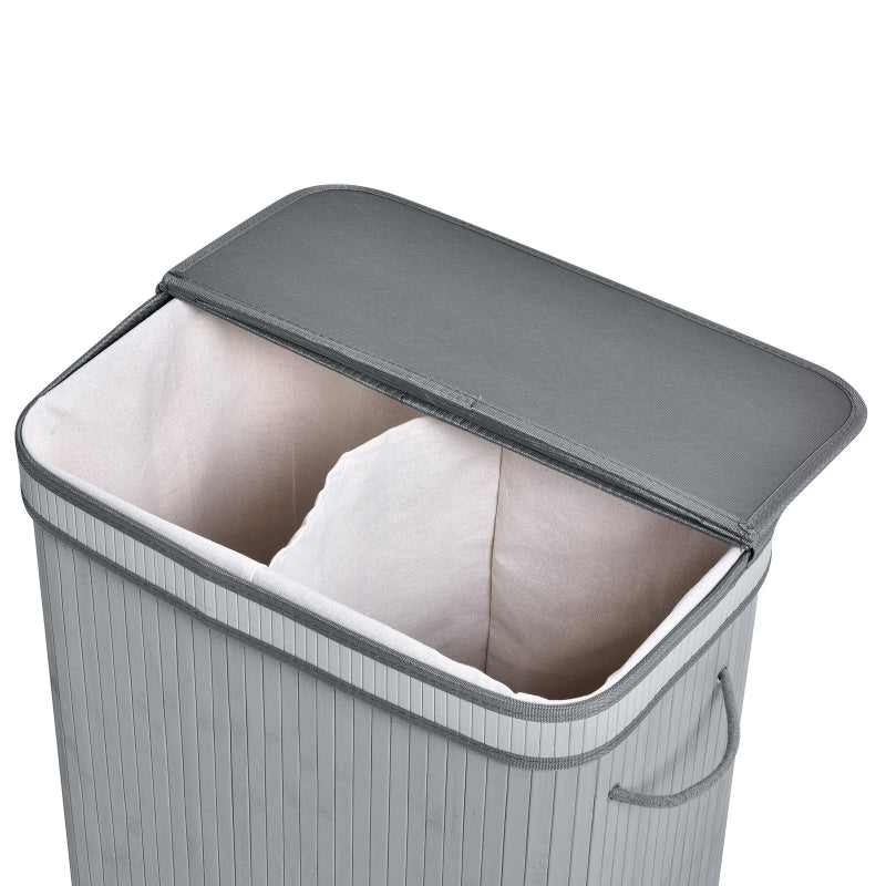 Grey Wooden Laundry Basket with Flip Lid