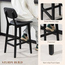 Black Wooden Bar Stools with Faux Leather Seats - Set of 2