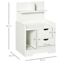 White 2-Drawer Bedside Cabinet with Storage Shelves