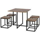 Brown Industrial Dining Set with Square Table and Chairs