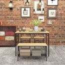 4-Piece Dining Set with Table, Chairs, and Bench - Grey