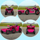 Pink 6V Quad Bike with Back Trailer for Toddlers 18-36 Months